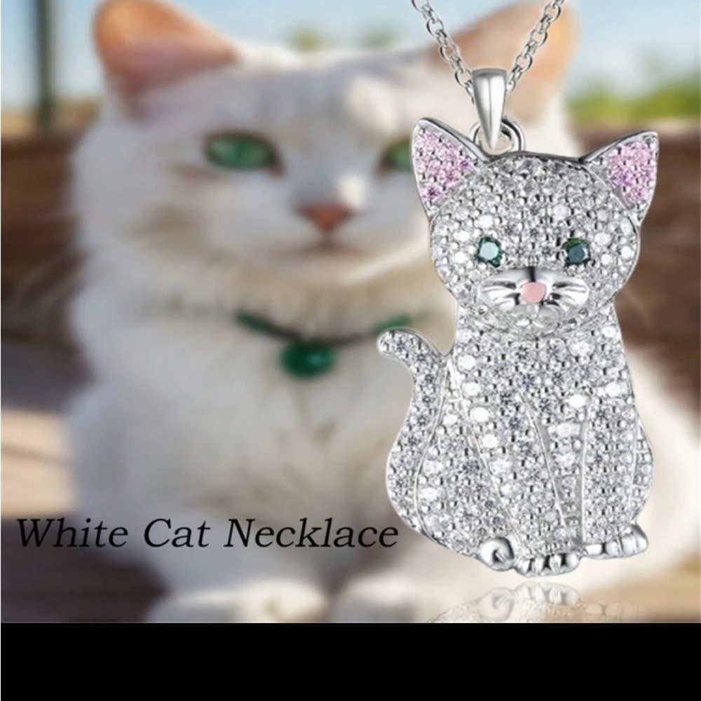 Elegant Silver Cat Necklace NWT